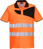Tricou polo Hi-Vis S/S, portocaliu/negru, regular, PW2, Portwest