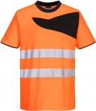 Tricou Hi-Vis cotton comfort S/S , portocaliu/negru, regular, PW2, Portwest