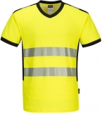 Tricou Hi-Vis, gat in v, galben/negru, regular, PW3, Portwest