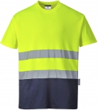 Tricou Hi-Vis bicolor, galben/navy, regular, Cotton Comfort, Portwest