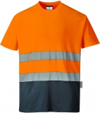 Tricou Hi-Vis bicolor, portocaliu/navy, regular, Cotton Comfort, Portwest