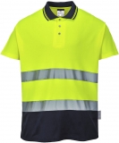 Tricou polo Hi-Vis bicolor, galben/navy, regular, Cotton Comfort, Portwest