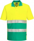 Tricou polo Hi-Vis contrast s/s, galben/teal, regular, Lightweight, Portwest