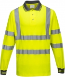 Tricou polo cu maneci lungi Hi-Vis, galben, regular, Cotton Comfort, Portwest