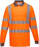 Tricou polo cu maneci lungi Hi-Vis, portocaliu, regular, Cotton Comfort, Portwest