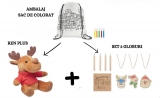 Pachet cadou: ren plus, set 3 globuri si sac de colorat