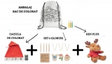 Pachet cadou: caciula de colorat, set 3 globuri, ren plus si sac de colorat