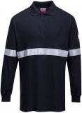 Tricou Polo cu maneci lungi, antistatic si ignifug, cu benzi reflectorizante, navy, regular, Modaflame, Portwest
