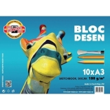 Bloc de desen girafa, 180 g, A3, 10 coli, Koh-I-Noor