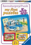 Puzzle Animale Conducand Vehicule, 3X6 Piese Ravensburger
