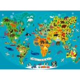 Puzzle Harta Lumii Cu Animale, 150 Piese Ravensburger