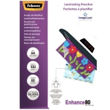 Folii laminare A4 80 microni Fellowes glossy, Enhance 100 buc/set