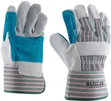 Manusi din piele spalt de bovina B, marime: 10.5, Gri / Turcoaz, Bull, Rock Safety