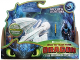 Figurina Hiccup si Furia Luminii cu lansator Dragons 3 Spin Master