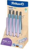 Roller Twist Eco, grip ergonomic, ambidextru, 2 rezerve albastre incluse, 3 culori mov deschis-albastru deschis-gri deschis, display 12 buc, Pelikan