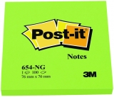 Notite adezive verzi neon Post-It  76 mm x 76 mm 100 file/bloc 3M