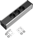 Bloc priza modulara eGST, Filex Power Strip, 3 iesiri, aluminiu/negru, Fellowes