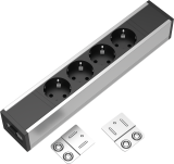 Bloc priza modulara eGST, Filex Power Strip, 4 iesiri, aluminiu/negru, Fellowes