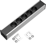 Bloc priza modulara eGST, Filex Power Strip, 5 iesiri, aluminiu/negru, Fellowes