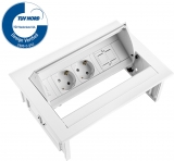 Priza modulara eGST, Filex Power Desk In, 2x 230V, keystone, alb, Fellowes