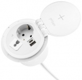 Priza Schuko modulara, Filex Power-Spot, incarcator incorporat, USB A+C, cablu ghidaj, alb, Fellowes