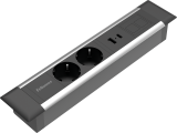 Priza modulara eGST, Filex Power Desk Insert, 2x 230V, USB A+C, Keystone, silver/negru, Fellowes