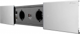 Priza modulara eGST, Filex Power Desk in Slide, 2x 230V, USB A+C, Cat6a, HDMI, aluminiu, Fellowes