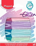 Textmarker pastel cu sclipici, diverse culori, 4 culori/set, Fluo Peps Maped 