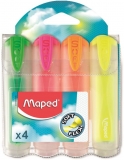 Textmarker Fluo Peps Ultra Soft transparent 4 culori/blister Maped 