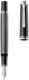 Stilou Souveran M605 Stresemann M, penita, aur 14k, accesorii placate cu paladiu, corp antracit/dungi, Pelikan