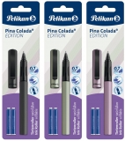 Roller Pina Colada Edition, grip ergonomic, ambidextru, 3 rezerve albastre incluse, 3 culori metalizate asortate diverse culori, blister, Pelikan