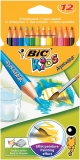 Creioane colorate 12 culori Aquacouleur Bic