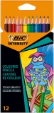Creioane colorate Intensity, mina ultra-rezistenta, 12 culori/set BIC
