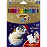 Creioane colorate Evolution Christmas, 18 buc/set Bic