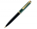 Creion mecanic Souveran D600, mina 0.7 mm, accesorii placate cu aur, negru-verde, Pelikan 