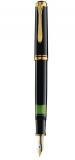 Stilou Souveran M400 EF, penita aur 14k, accesoriile placate cu aur, corp negru Pelikan