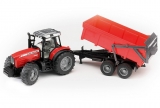 Jucarie Tractor Massey Ferguson 7480 cu remorca basculanta Bruder 