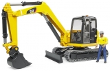 Set de joaca Mini Excavator CAT cu muncitor Bruder 