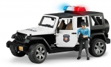 Jucarie Jeep Wrangler Unlimited Rubicon de politie cu sirena si figurina Bruder 