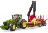 Jucarie Tractor John Deere cu remorca forestiera si 4 busteni Bruder 