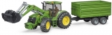 Jucarie Tractor John Deere 7930 cu incarcator frontal si remorca basculanta pe osie Bruder 
