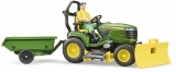 Set de joaca Tractor cu remorca John Deere si gradinar Bruder 
