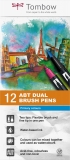 Marker caligrafic 2 in 1, ABT Dual Brush Pen, Primary Colours, 12 culori/set Tombow