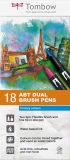 Marker caligrafic 2 in 1, ABT Dual Brush Pen, Primary Colours, 18 culori/set Tombow