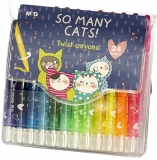 Creioane cerate Twistable, So many cats, 24 culori/set, M&G