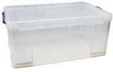 Cutie de depozitare din plastic cu capac cu cleme, transparent, 64 l
