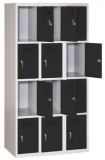 Dulap sudat pentru vestiar Eric usor, 12 compartimente, incuietoare cilindrica, gri/negru