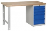 Masa de atelier Weld cu 5 sertare, 84 x 150 x 68,5 cm, gri