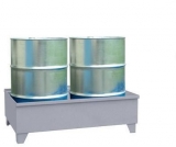 Cuva metalica de captare fara grilaj, picioare integrate, pentru 2 butoaie, zincata