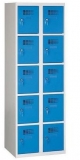Dulap sudat pentru vestiar Eric usor, 10 compartimente, incuietoare cilindrica, gri/albastru inchis